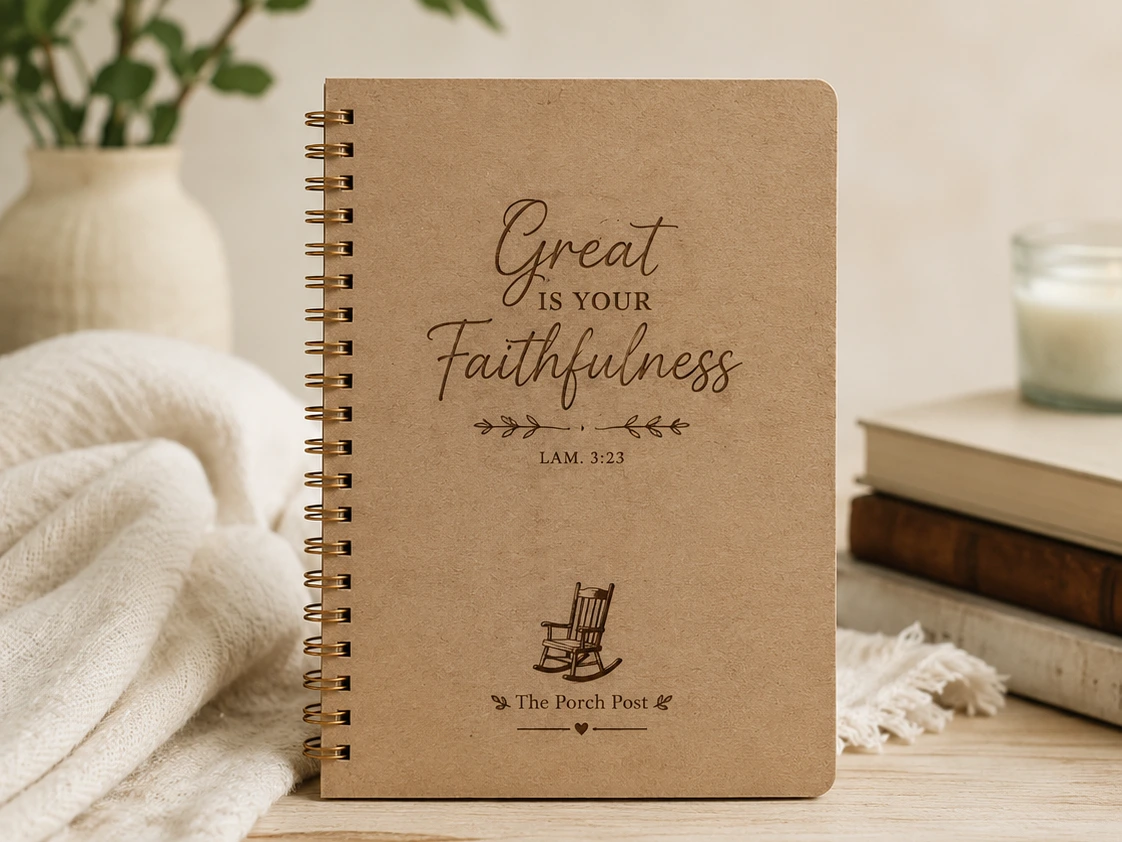 Engraved kraft faithfulness journal founding gift for Porch Post
